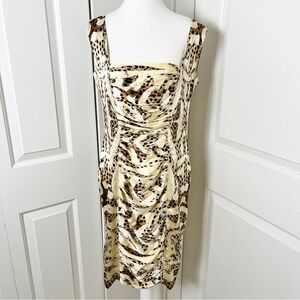 Y2K Roberto Cavalli Silk Animal Print Ruched Mini Dress  Made in Italy  US 8